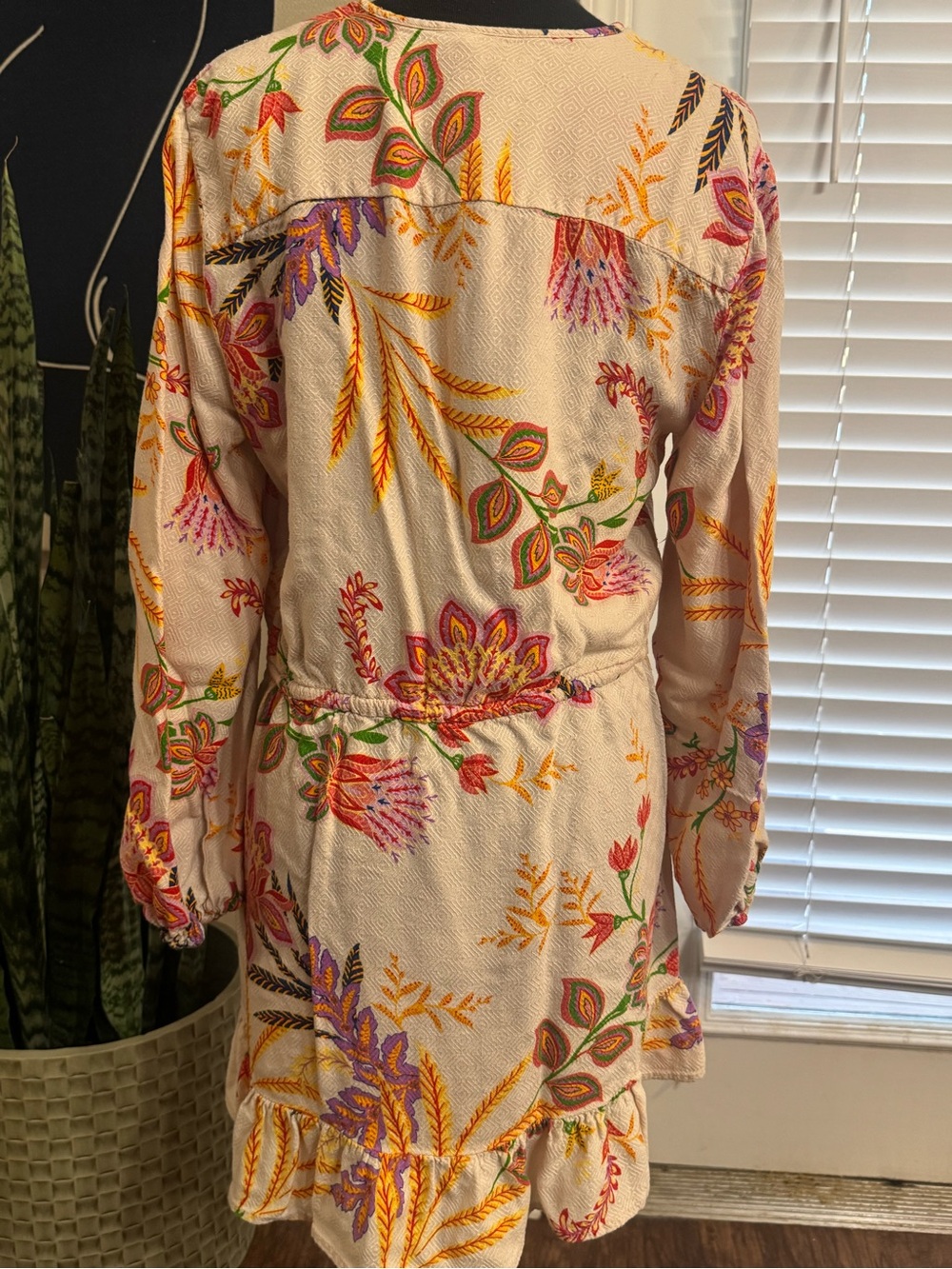 blue island Cream Floral Tie-Waist Swim Coverup - Picture 6 of 12